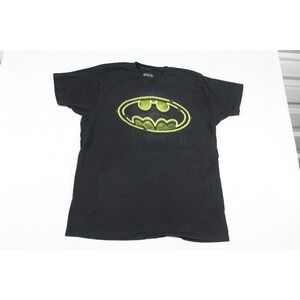 Batman Men Black Shirts Yellow Batman Logo Casual Short Sleeve Size Large